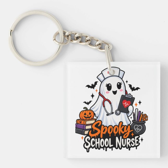 . Spooky School Nurse Key Ring (Front)