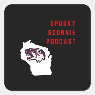 Spooky Sconnie Podcast square stickers