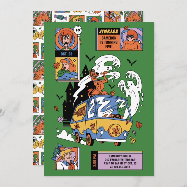Spooky Scooby-Doo Mystery Machine Birthday Invitation (Front/Back)