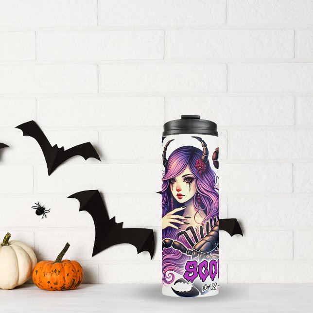 Spooky Scorpio Zodiac Halloween Birthday Gift  Thermal Tumbler (Spooky Scorpio Zodiac Halloween Birthday Gift Thermal Tumbler)