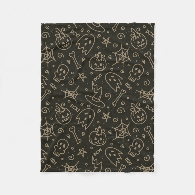 Spooky Seamless Pattern B (Style: 2) Fleece Blanket (Front)