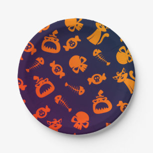 Spooky Seamless Pattern C (Style: 1) Paper Plate