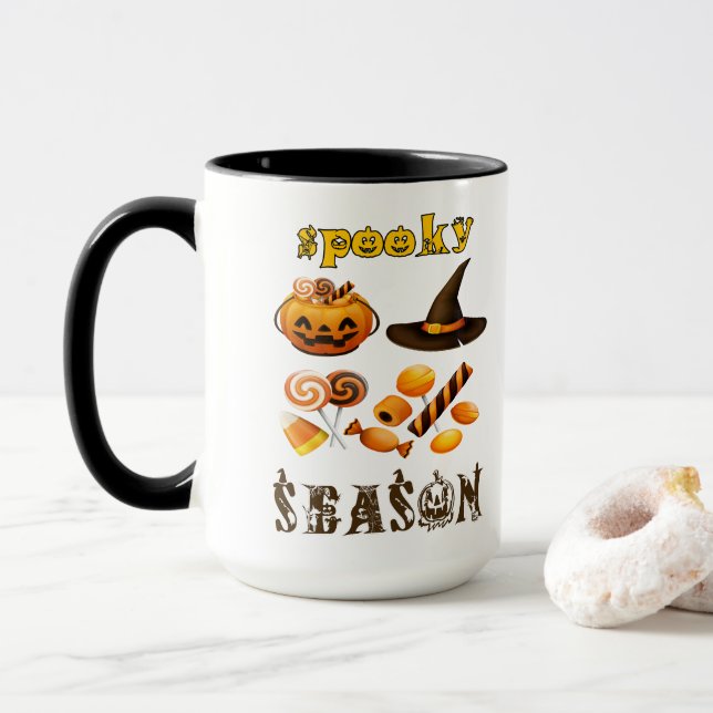 spooky season  Artwork thumbnail, Happy Halloween  Mug (With Donut)