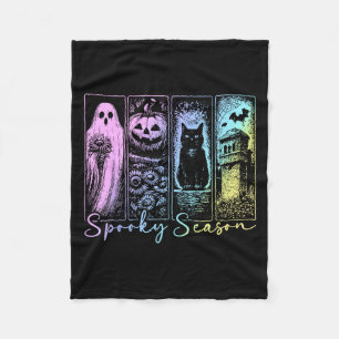 Spooky Season Black Cat Pumpkin Halloween Fall Fleece Blanket
