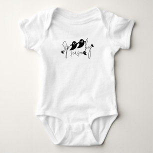 Spooky Season Black Simple Flying Ghosts Halloween Baby Bodysuit