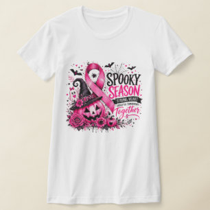 Spooky Season Breast Cancer Awareness Pink Ribbon  T-Shirt