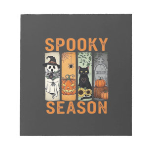 Spooky Season � Cute Ghost, Black Cat, Pumpkin & H Notepad