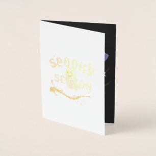 Spooky Season Cute Ghost Floral Halloween Card
