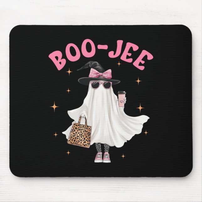Spooky Season Cute Ghost Funny Halloween Boujee Bo Mouse Pad (Front)