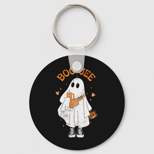 Spooky Season Cute Ghost Halloween Boujee Boo Jee  Key Ring (Front)