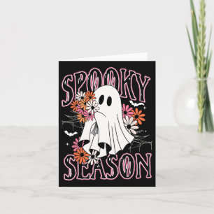 Spooky Season Cute Ghost Halloween Costume Floral  Card