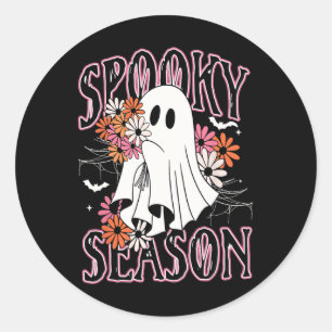 Spooky Season Cute Ghost Halloween Costume Floral Classic Round Sticker