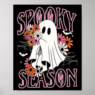 Spooky Season Cute Ghost Halloween Costume Floral Poster