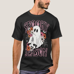 Spooky Season Cute Ghost Halloween Costume Floral T-Shirt