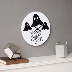 Spooky season cute ghost Halloween Large Clock
