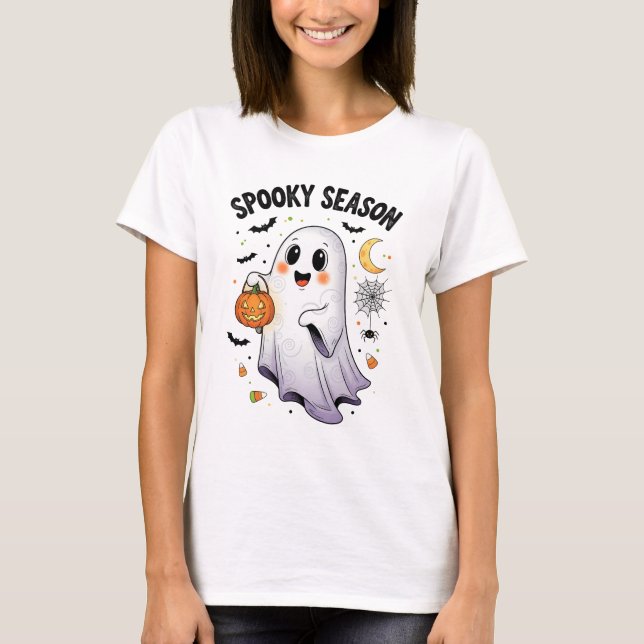 Spooky Season Cute Ghost T-Shirt (Front)