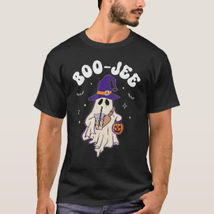 Spooky Season Cute Ghost Witch Hat Halloween Boo-J T-Shirt