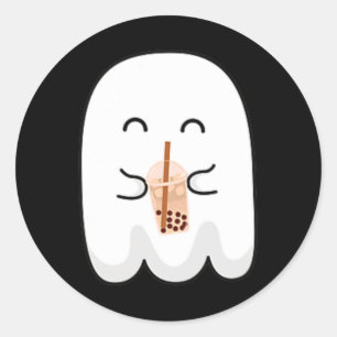 Spooky Season Cute Little Ghost Boby Tea Halloween Classic Round Sticker