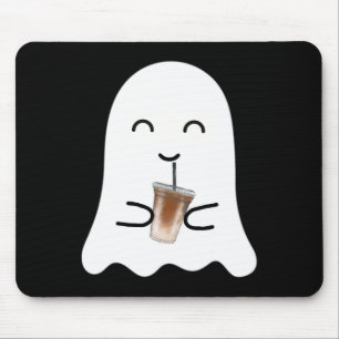 Spooky Season Cute Little Ghost Ice Coffee Hallowe Mouse Pad