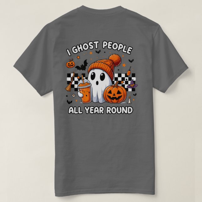 Spooky Season Fall Outfit – Cute Ghost Halloween T-Shirt (Design Back)