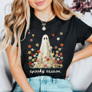Spooky Season Floral Ghost T-Shirt
