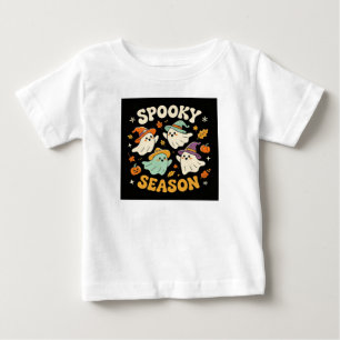 Spooky Season Four Ghosts Vintage Halloween Baby T-Shirt