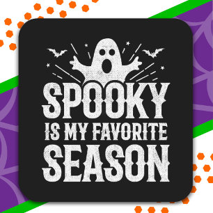 Spooky Season Ghost Bats Scary Happy Halloween Square Sticker