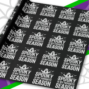 Spooky Season Ghost Bats Scary Happy Halloween Wrapping Paper
