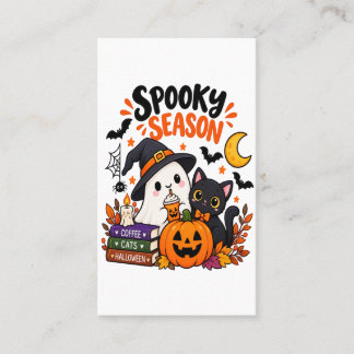 Spooky Season Ghost & Black Cat | Business Card