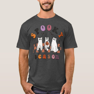 Spooky Season Ghost Black Cat Lover Funny Hallowee T-Shirt