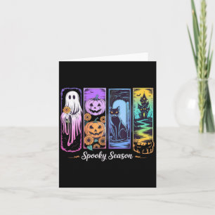 Spooky Season Ghost Cat Pumpkin In Frame Halloween Card