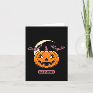 Spooky season ghost halloween pumpkin bat trick or card