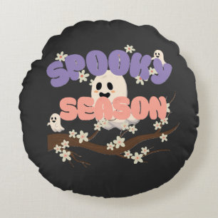 Spooky Season ghost Halloween round Throw Pillow