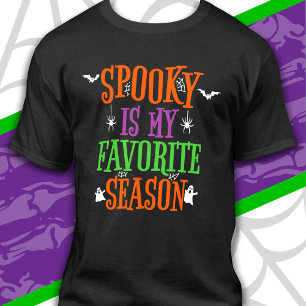 Spooky Season Ghosts Bats Spiders Happy Halloween T-Shirt