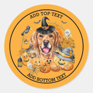 Spooky Season Golden Retriever Halloween Custom Classic Round Sticker