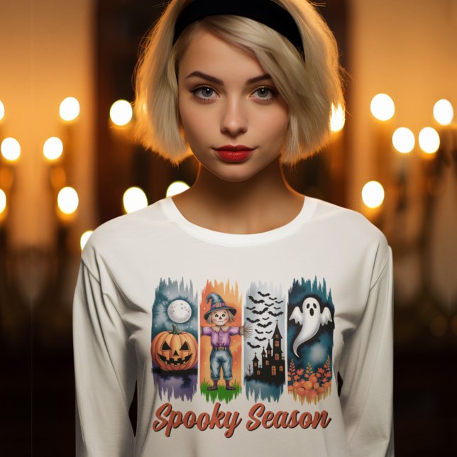 Spooky Season Halloween Fall Autumn Brush Strokes T-Shirt (Creator Uploaded)