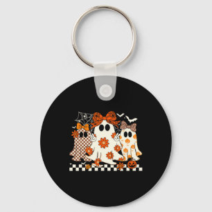 Spooky Season Halloween Flower Funny Ghost Trick O Key Ring