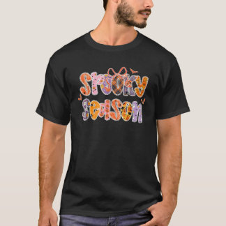 Spooky Season Halloween Ghost Coquette Bow Trick O T-Shirt