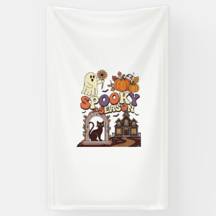 Spooky Season Halloween Ghost Pumpkin Black Cat Ha Banner
