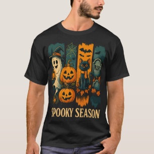 Spooky Season Halloween – Ghost, Pumpkins, Cat T-Shirt