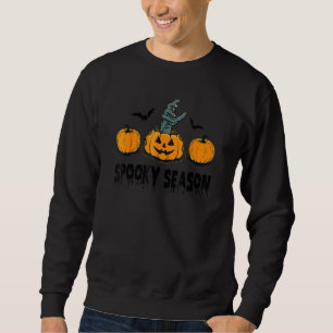 Spooky Season Halloween Pumpkin Zombie Hand Sweatshirt