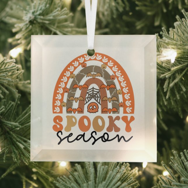 Spooky Season Halloween Rainbow Fall  Glass Tree Decoration (Insitu)
