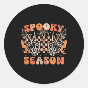 Spooky Season Halloween Skeleton Costume Retro Gro Classic Round Sticker