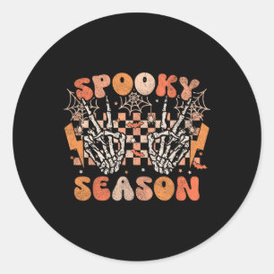 Spooky Season Halloween Skeleton Costume Retro Gro Classic Round Sticker