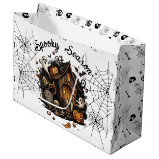 👻 Spooky Season Haunted House white Gift Bag 🎃