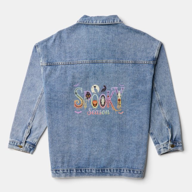 Spooky Season Iridescent Halloween Denim Jacket (Back)