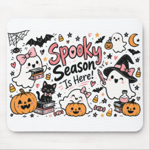 Spooky Season Is Here Halloween Whiteboard Doodle Mouse Pad