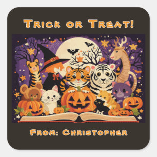 Spooky Season Magical Forest Creatures Custom Square Sticker