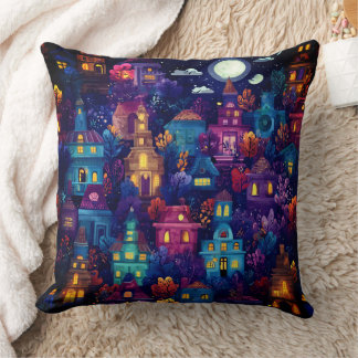 Spooky Season Neighbourhood at Night Cushion