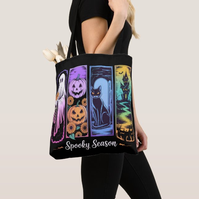 Spooky Season Pastel Gothic Tote Bag (Close Up)